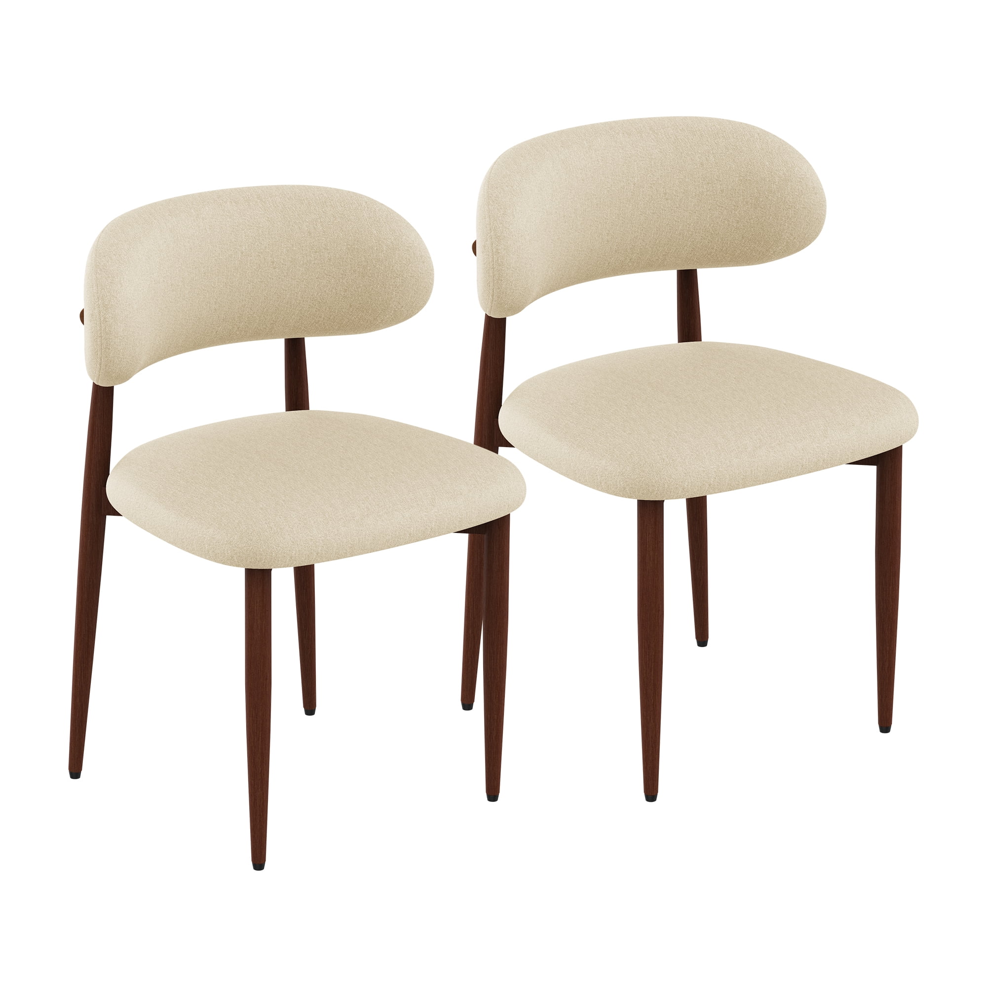 Mintazer Modern Upholstered Dining Chairs Set of 2, Minimalist Padded Kitchen Chairs with Chenille Fabric & Non‑Slip Foot Pads for Dining Room Kitchen Small Apartment, Beige