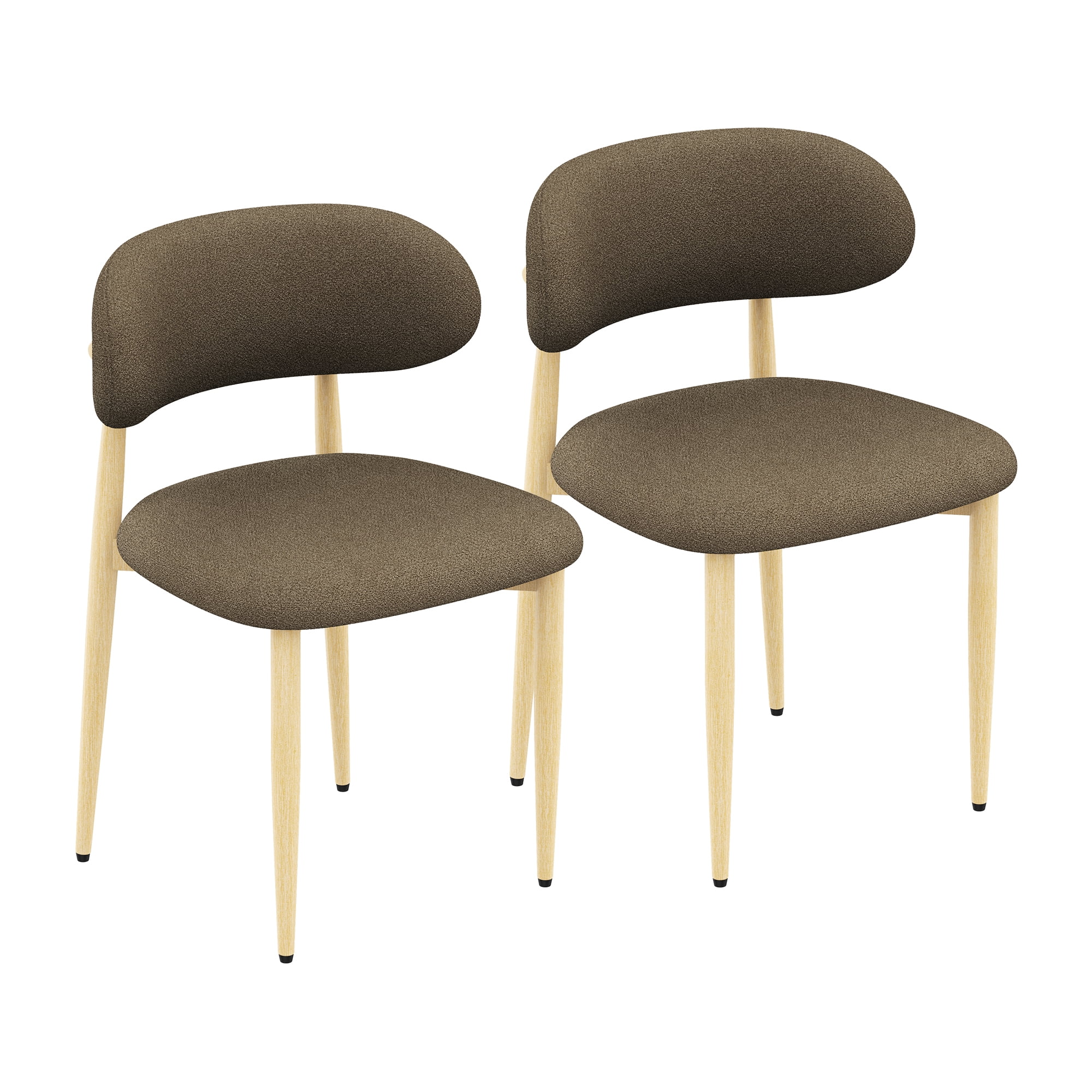 Mintazer Modern Upholstered Dining Chairs Set of 2, Minimalist Padded Kitchen Chairs with Lamb Wool Fabric & Non‑Slip Foot Pads for Dining Room Kitchen Small Apartment, Brown