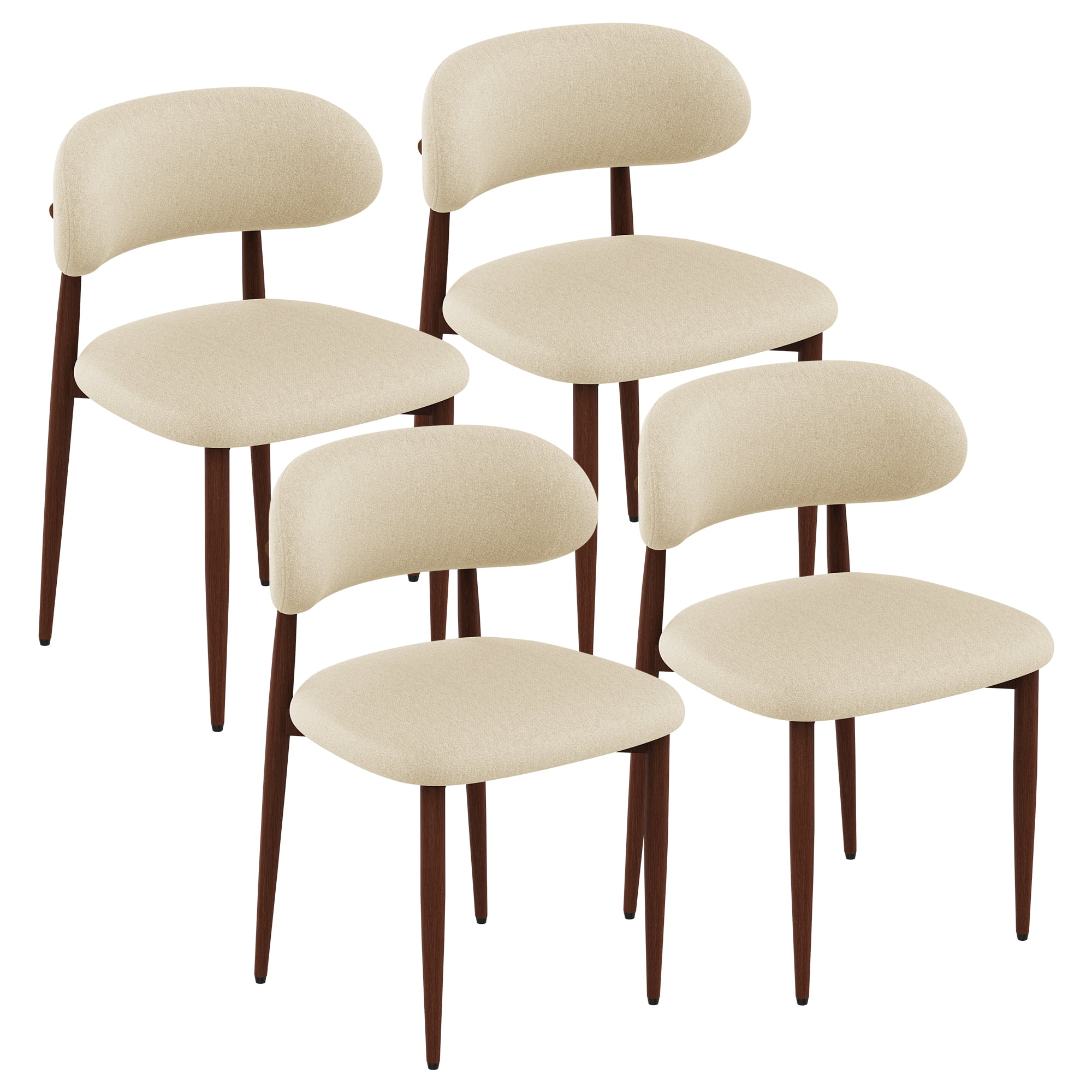 Mintazer Modern Upholstered Dining Chairs Set of 4, Minimalist Padded Kitchen Chairs with Chenille Fabric & Non‑Slip Foot Pads for Dining Room Kitchen Small Apartment, Beige