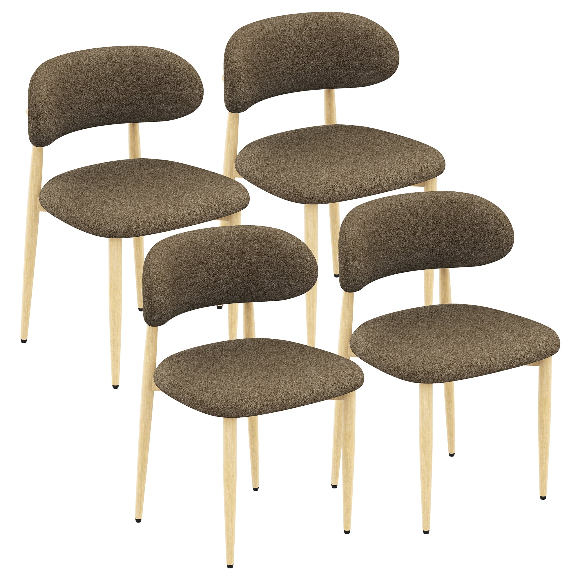 Mintazer Modern Upholstered Dining Chairs Set of 4, Minimalist Padded Kitchen Chairs with Lamb Wool Fabric & Non‑Slip Foot Pads for Dining Room Kitchen Small Apartment, Coffee