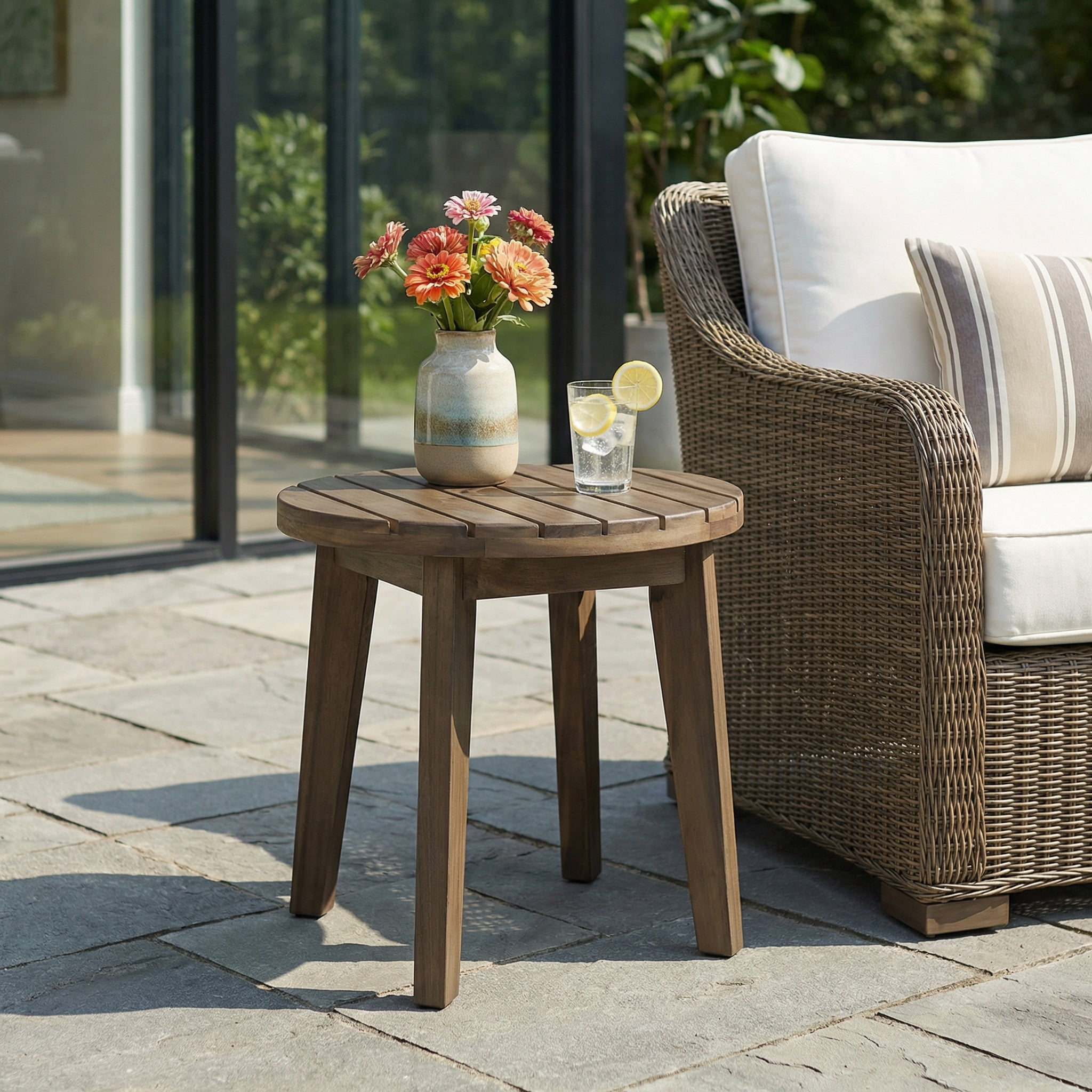Mintazer Outdoor Side Table, All Weather Resistant Poly Lumber Adirondack Small Patio Table for Garden, Pool, Backyard, Acacia Gray