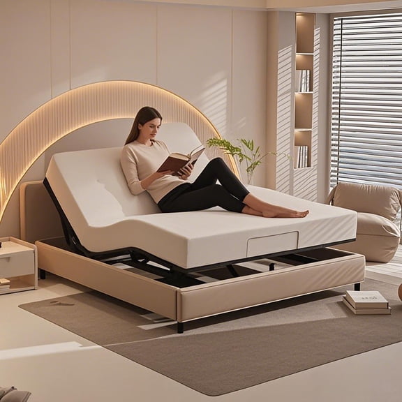 Mintazer Queen Size Adjustable Bed Base Frame with Head & Foot Incline, Wireless Remote Control Ergonomic Electric Bed Frame Zero Gravity Quiet Motor, Black