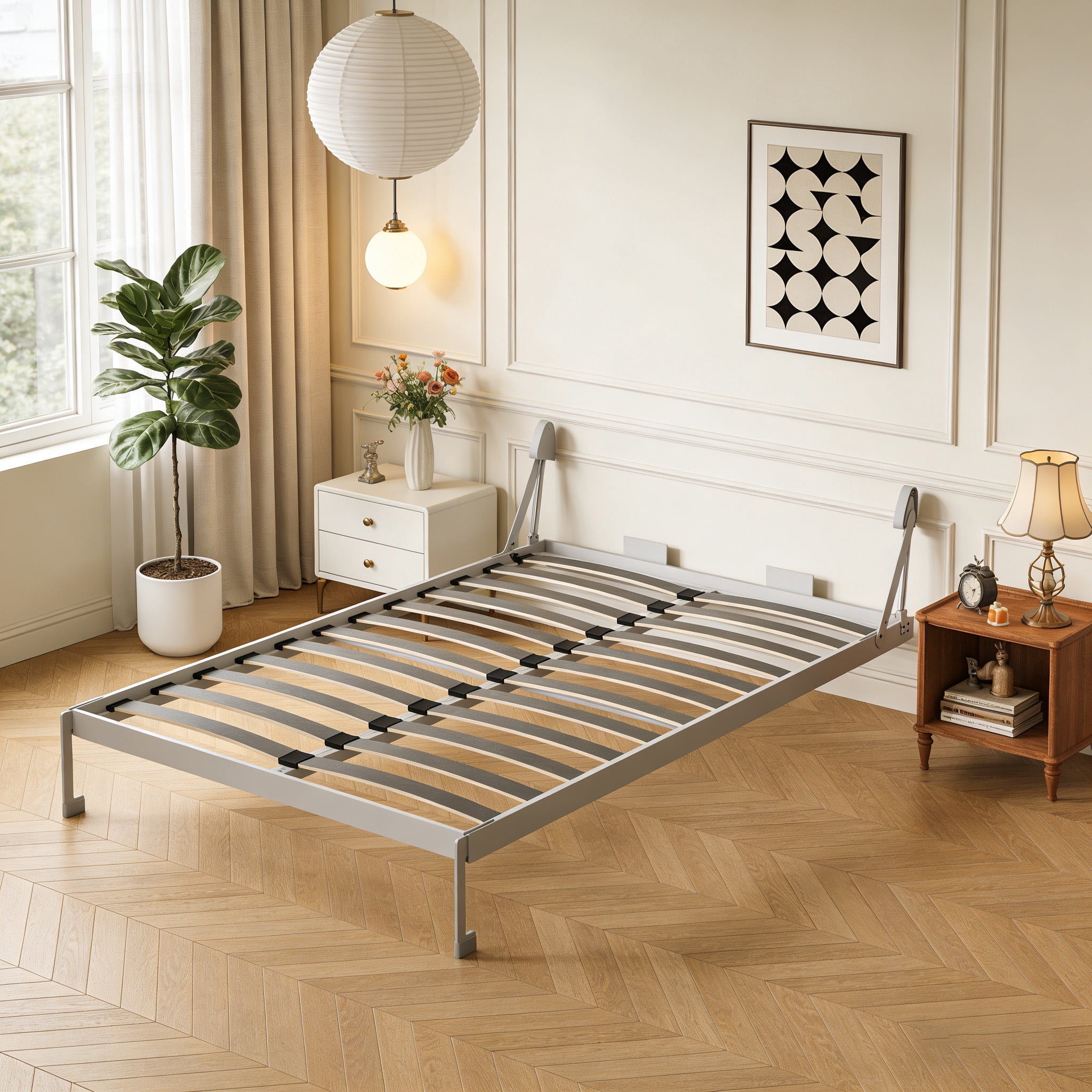 Mintazer Queen Size Murphy Bed Frame DIY Wall Bed Hardware Kit, Grey