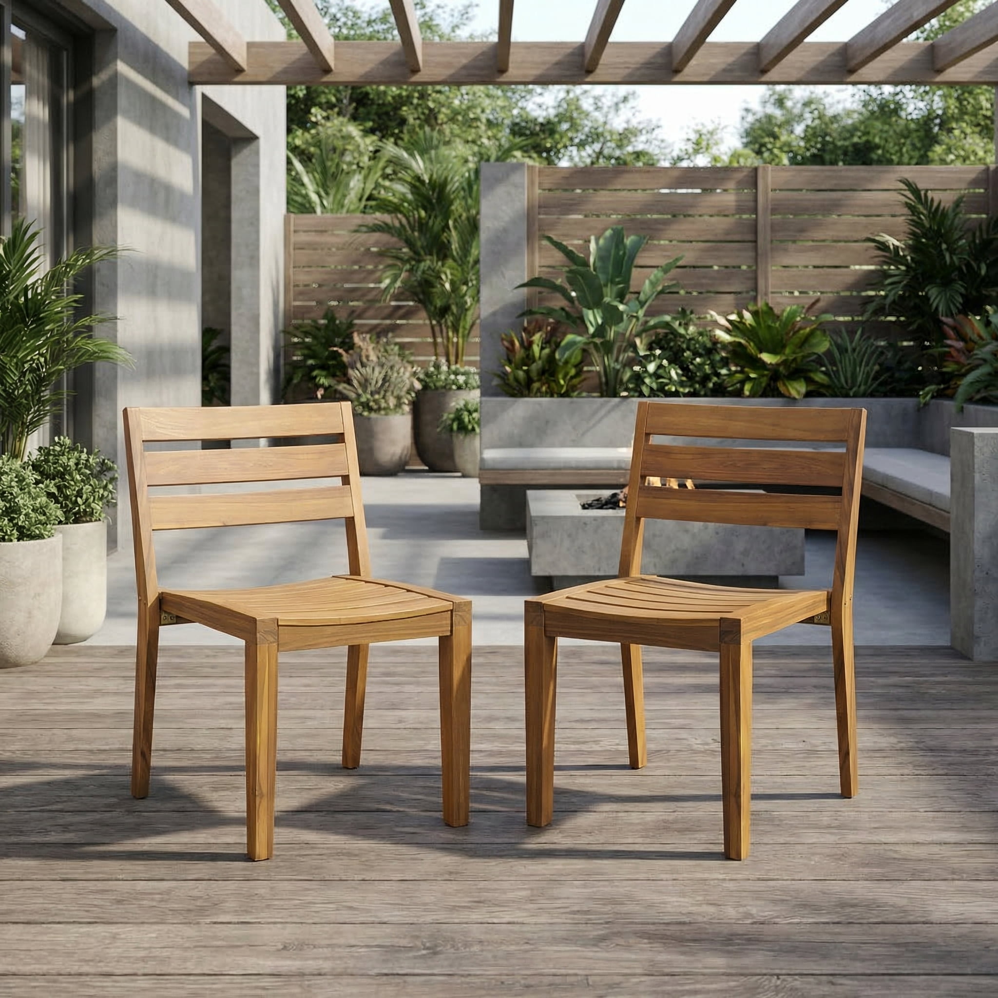 Mintazer Set of 2 Outdoor Dining Chairs, Patio Dining Chairs with Water-Resistant, Natural
