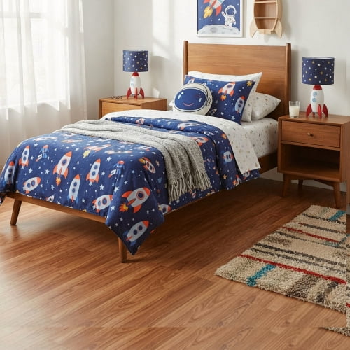 Mintazer Twin Platform Bed Frame, Mid-Century Bed with Panel Headboard & Splayed Legs, No Box Spring Required, Brown