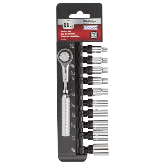 Vulcan 11PC-2 Socket Set, Chrome Vanadium Steel, Chrome