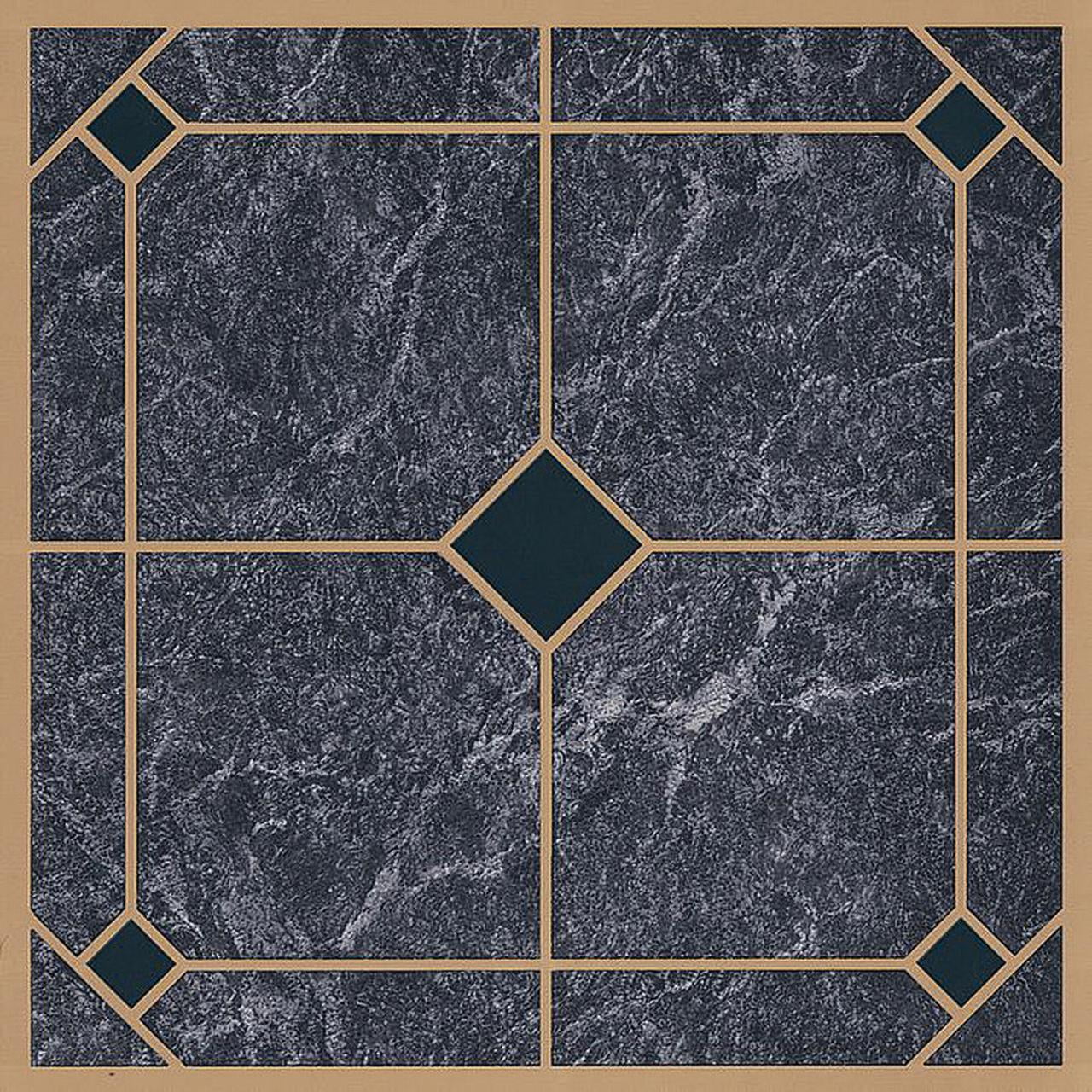 ProSource 12" x 12" Blue/Gold Vinyl Self-Adhesive Floor Tiles 45 sq-ft Coverage Area for Home Floor