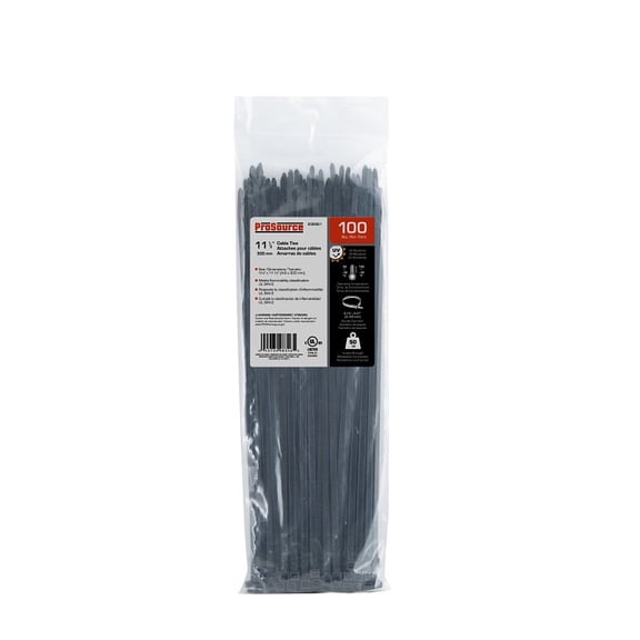Mintcraft CV280W-1003L Cable Tie, Nylon, Black, 11 in L