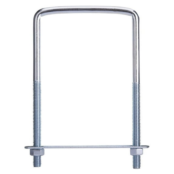 Mintcraft LR355 Square Bend U-Bolt, 3/8 in, 4 in W x 7 in L, Steel, Zinc Plated per 10 EA
