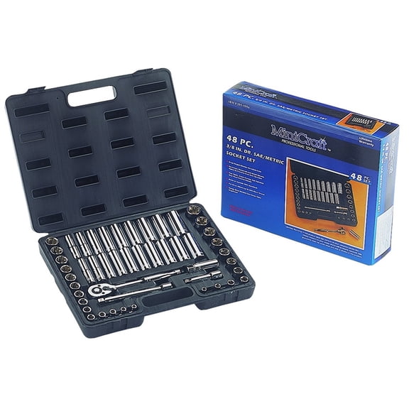 Vulcan TS-473-3/8SA/ME Socket Set, Chrome Vanadium Steel, Chrome