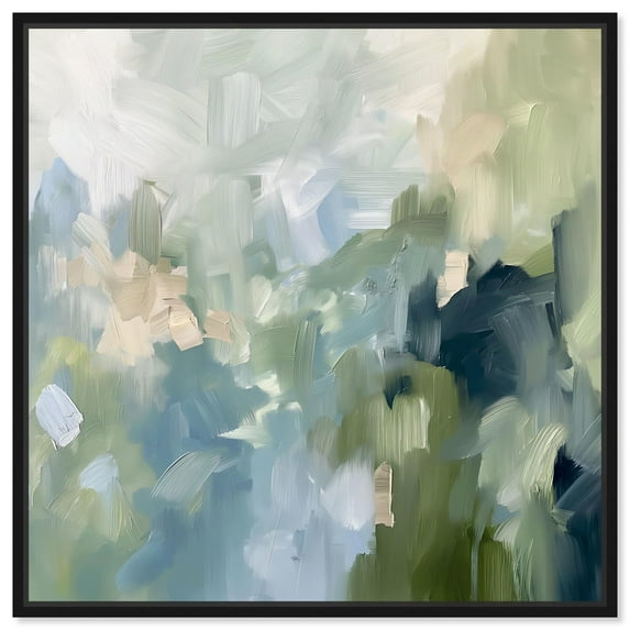 Minted Brush Canvas Minimal Abstracts by Art Remedy, Black Frame, 16" x 16"