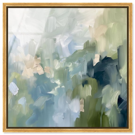 Minted Brush Framed High-Gloss Acrylic Glass Wall Art Minimal Abstracts by Art Remedy, Gold Frame, 40 x 40