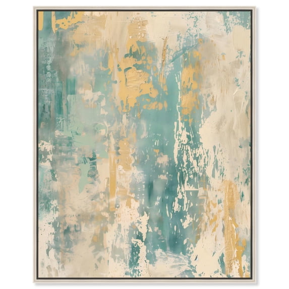 Minted Ivory I Canvas Textured Abstract by Art Remedy, Silver Frame, 36 x 45