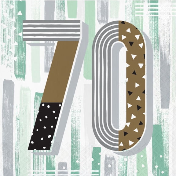 Minted Milestone 70th Birthday Paper Lunch Napkins 16 Per Pack