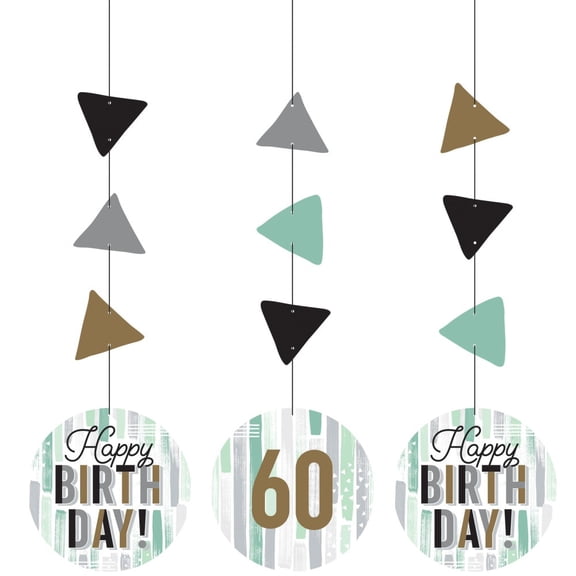 Minted Milestone Birthday Hanging Cutout Decorations with Age Number Stickers 3 Per Pack