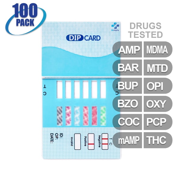 Mintegrity [100pk] - 12-Panel Dip Card Instant Urine Drug Test - (AMP/BAR/BUP/BZO/COC/mAMP/MDMA/MTD/OPI/OXY/PCP/THC) #MT-WDOA-6124