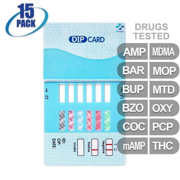 Mintegrity [15pk] - 12-Panel Dip Card Instant Urine Drug Test - (AMP/BAR/BUP/BZO/COC/mAMP/MDMA/MOP/MTD/OXY/PCP/THC) #MT-WDOA-6125