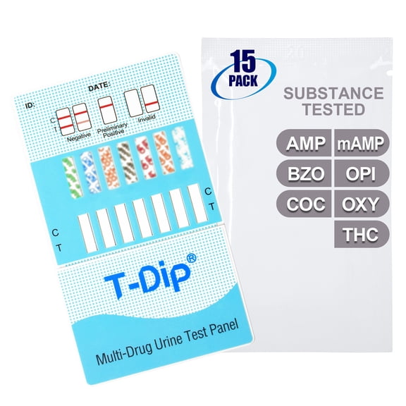 Mintegrity [15pk] - 7-Panel Dip Card Instant Urine Drug Test - (AMP/BZO/COC/mAMP/OPI/OXY/THC) #MT-WDOA-274