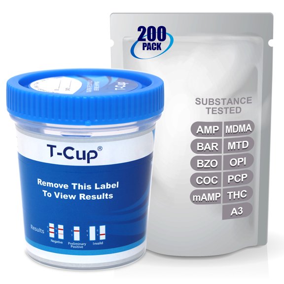 Mintegrity [200pk] - 10-Panel T-Cup Instant Urine Drug Test - (AMP/BAR/BZO/COC/mAMP/MDMA/MTD/OPI/PCP/THC with A3) #MT-TDOA-3104A3