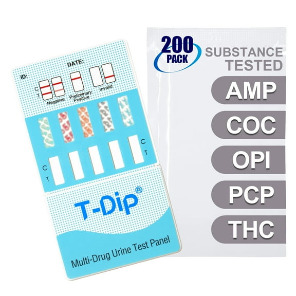 Mintegrity [200pk] - 5-Panel Dip Card Instant Urine Drug Test - Amphetamine (AMP), Cocaine (COC), Opiates (OPI), Phencyclidine (PCP), Marijuana/Cannabinoids (THC) #MT-WDOA-154