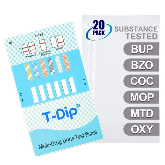 Mintegrity [20pk] - 6-Panel Dip Card Instant Urine Drug Test - (BUP/BZO/COC/MOP/MTD/OXY) #MT-WDOA-865