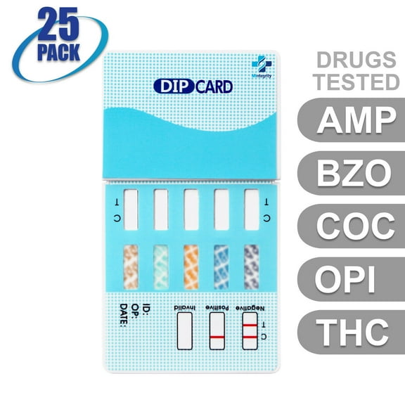Mintegrity - [25 Pack] 5 Panel Instant Urine Drug Test - Marijuana (THC), Cocaine (COC), Opiates (OPI), Benzodiazepines (BZO), Amphetamine (AMP) MCTDOA-654.