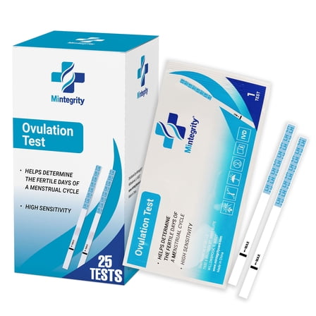 Mintegrity LH Ovulation Test Strips 25 Pack, Easy Home Use, Compatible With 3rd-Party Apps