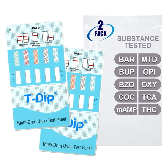 Mintegrity [2pk] - 10-Panel Dip Card Instant Urine Drug Test - (BAR/BUP/BZO/COC/mAMP/MTD/OPI/OXY/TCA/THC) #MT-WDOA-7104
