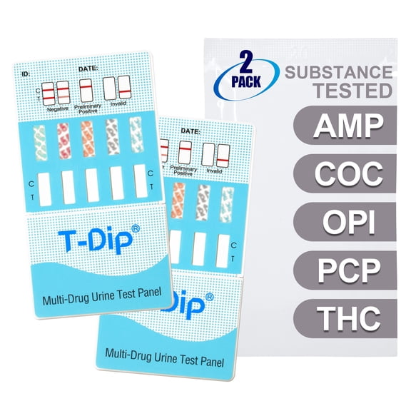 Mintegrity [2pk] - 5-Panel Dip Card Instant Urine Drug Test - Amphetamine (AMP), Cocaine (COC), Opiates (OPI), Phencyclidine (PCP), Marijuana/Cannabinoids (THC) #MT-WDOA-154