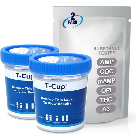 Mintegrity [2pk] - 5-Panel T-Cup Instant Urine Drug Test - Amphetamine (AMP), Cocaine (COC), Meth/Methamphetamine (mAMP/MET), Opiates (OPI), Marijuana/Cannabinoids (THC) with A3 #MT-TDOA-254A3
