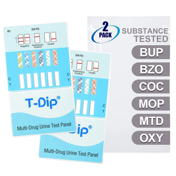 Mintegrity [2pk] - 6-Panel Dip Card Instant Urine Drug Test - (BUP/BZO/COC/MOP/MTD/OXY) #MT-WDOA-865