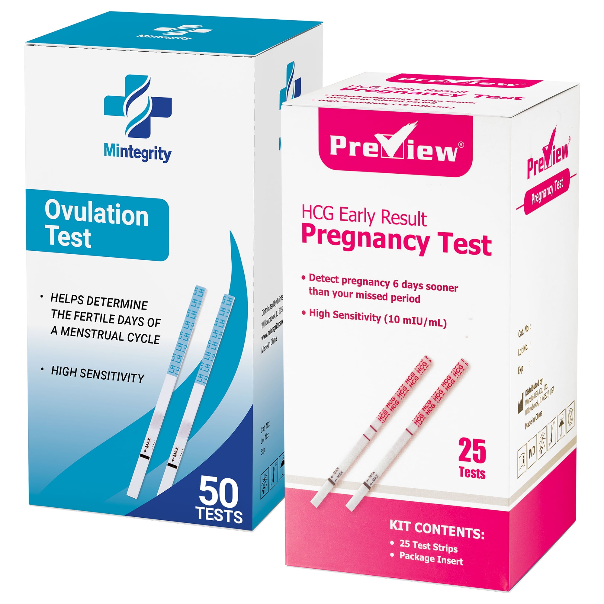 MomMed Ovulation and Pregnancy Test Strips (HCG20-LH60), Includes