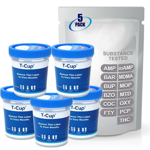 Mintegrity [5pk] 13-Panel T-Cup Instant Urine Drug Test - (AMP/BAR/BUP/BZO/COC/mAMP/MDMA/MTD/THC/FTY) #MT-TDOA-6135F