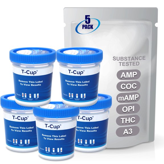 Mintegrity [5pk] - 5-Panel T-Cup Instant Urine Drug Test - Amphetamine (AMP), Cocaine (COC), Meth/Methamphetamine (mAMP/MET), Opiates (OPI), Marijuana/Cannabinoids (THC) with A3 #MT-TDOA-254A3