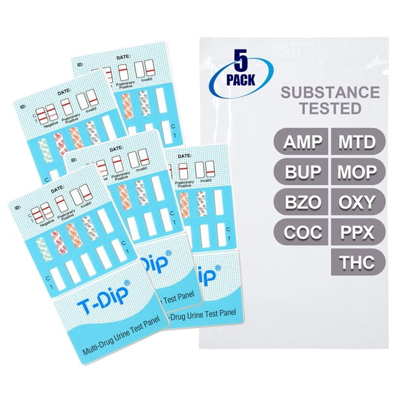 Mintegrity [5pk] - 9-Panel Dip Card Instant Urine Drug Test - (AMP/BUP/BZO/COC/MOP/MTD/OXY/PPX/THC) #MT-WDOA-295