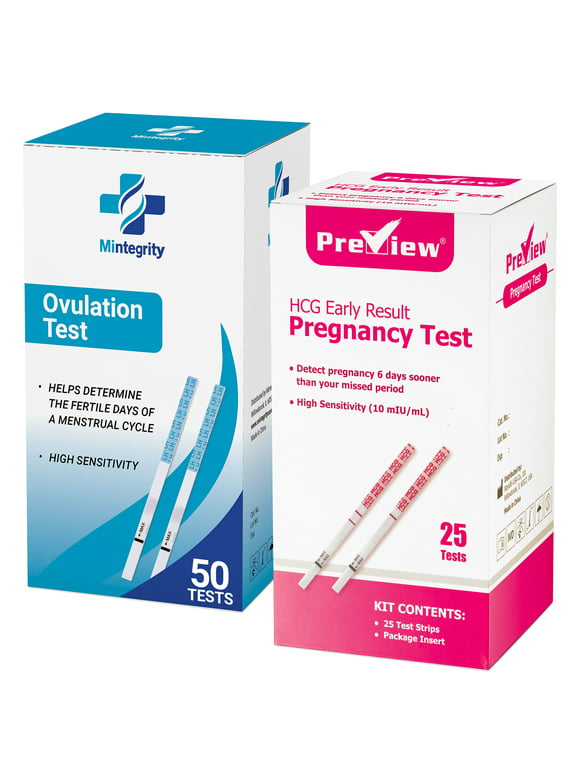 Mintegrity Combo Kit-Ovulation and Pregnancy Tests Strips, 50-Lh Test Strips and 25-Pregnancy Test