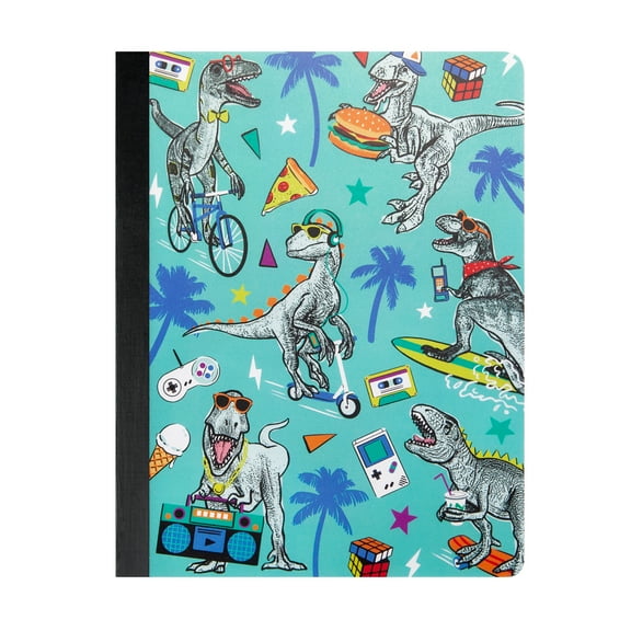 Mintgreen Journal, Composition Book, Wide Ruled, 80 Sheets, Recycled Paper, Dinosaurs
