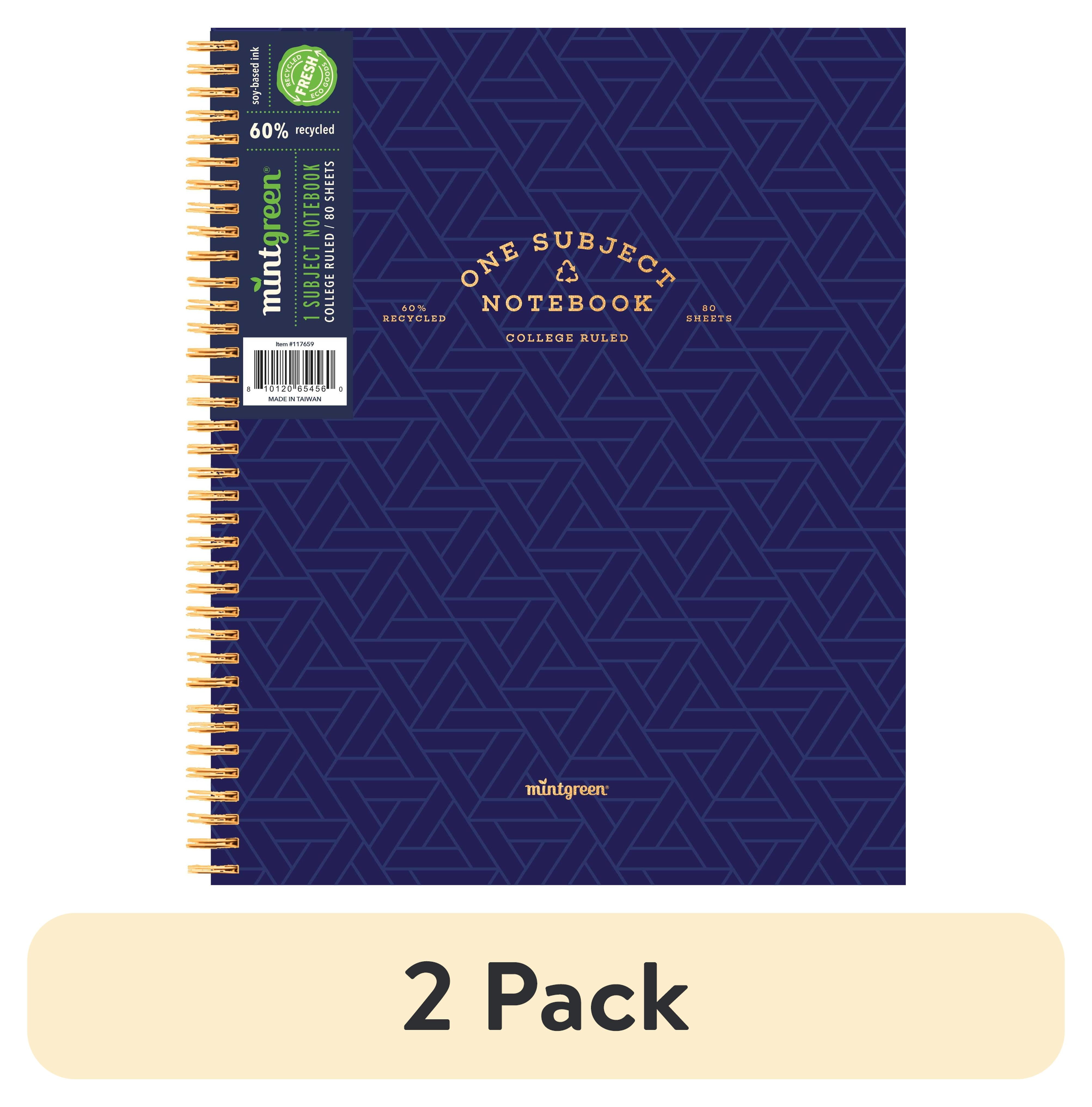 (2 pack) Mintgreen Spiral Bound 1 Subject Notebook College Ruled ...