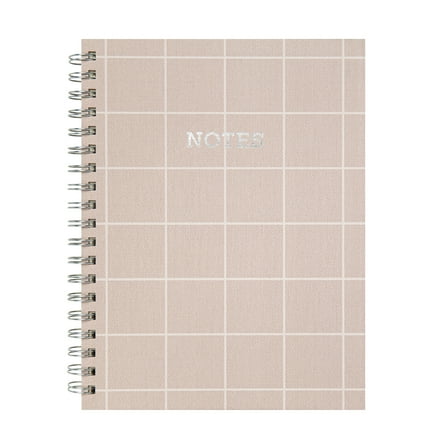 Mintgreen Spiral Bound Notepad, 7.4" x 9.75", Checked Tan, 105 Sheets