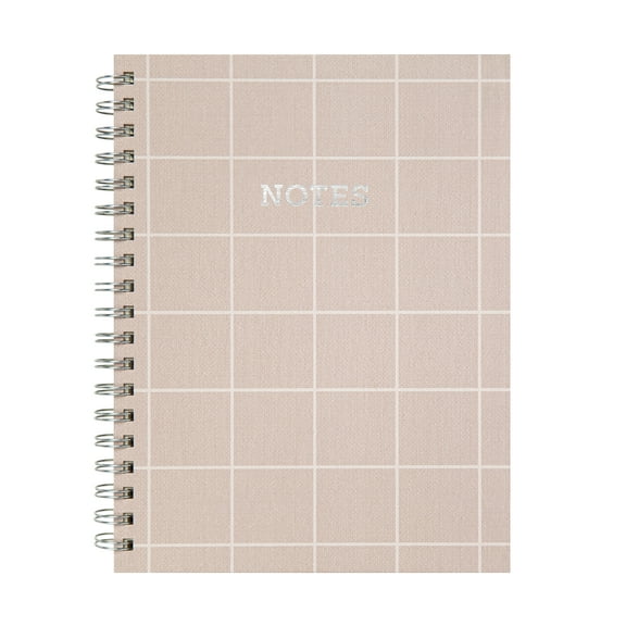 Mintgreen Spiral Bound Notepad, 7.4" x 9.75", Checked Tan, 105 Sheets