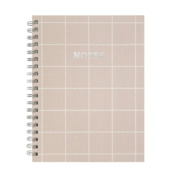 Mintgreen Spiral Bound Notepad, 7.4" x 9.75", Checked Tan, 105 Sheets