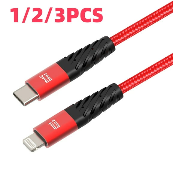 Minthouz 1/2/3 Pack USB-C to Lightning Cable 6FT MFi-Certified Nylon Braided 3A Fast Power Delivery Charging  Syncing Cable Compatible with iPhone
