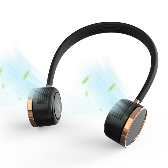 Minthouz 3-Speed Portable Neck Fan with Digital Displa, Rechargeable USB-Powered Personal Fan