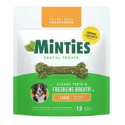 Minties Dental Bone Treats, Chews for Large Dogs over 50 lbs, 12 Count, 16 oz, Shelf-Stable