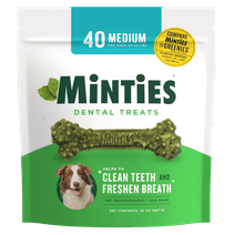 Minties Dental Bone Treats, Chews for Medium Dogs over 40 lbs, 40 Count, 32 oz, Shelf-Stable