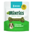 thumbnail image 1 of Minties Dental Bone Treats, Chews for Medium Dogs over 40 lbs, 8 Count, 6.4 oz, Shelf-Stable, 1 of 9