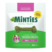 Minties Dental Bone Treats, Chews for Tiny/Small Dogs 5-39 lbs, 40 Count, 16 oz, Shelf-Stable