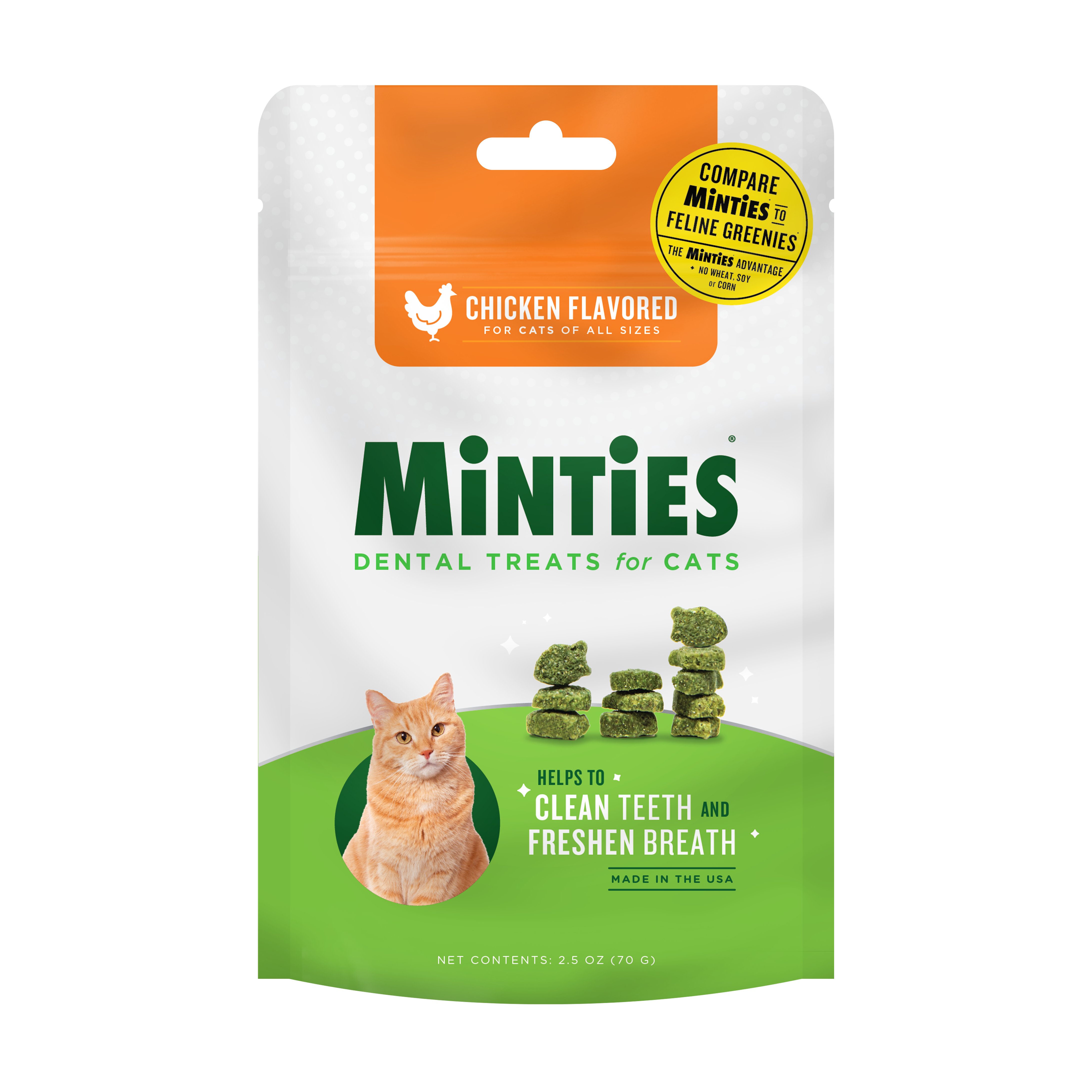 Minties Teeth Cleaner Dental Cat Treats, Chicken Flavored, 2.5 oz - image 1 of 7
