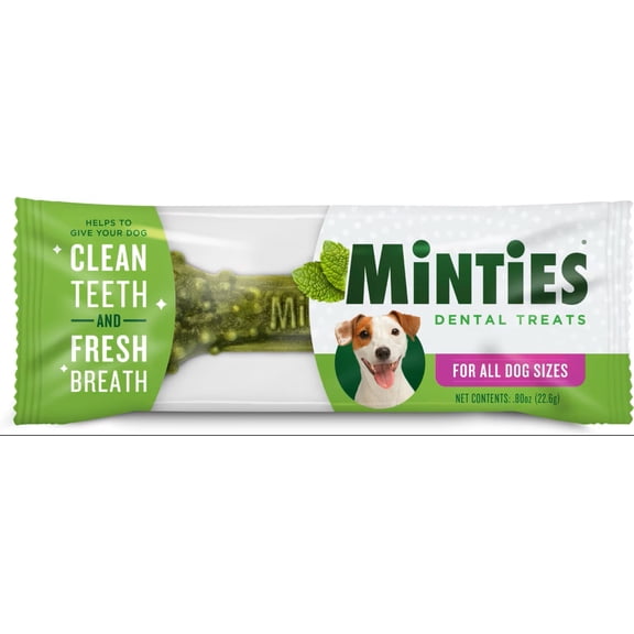 Minties Dental Chews for Dogs, Vet-Recommended Mint-Flavored Dental Dog Treats, Fight Bad Breath, Removes Plaque and Tartar, 1ct