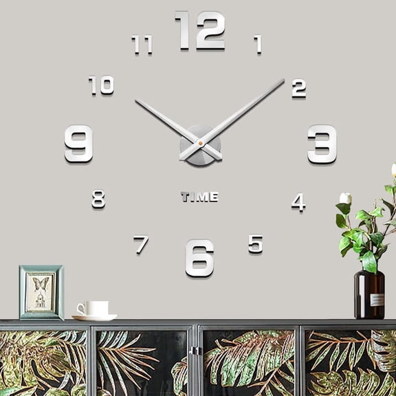Mintime Modern Frameless DIY Wall Clock Large 3D Wall Watch Mirror Numbers for Home Office Decorations$$Home Decor, Kitchen, & Other